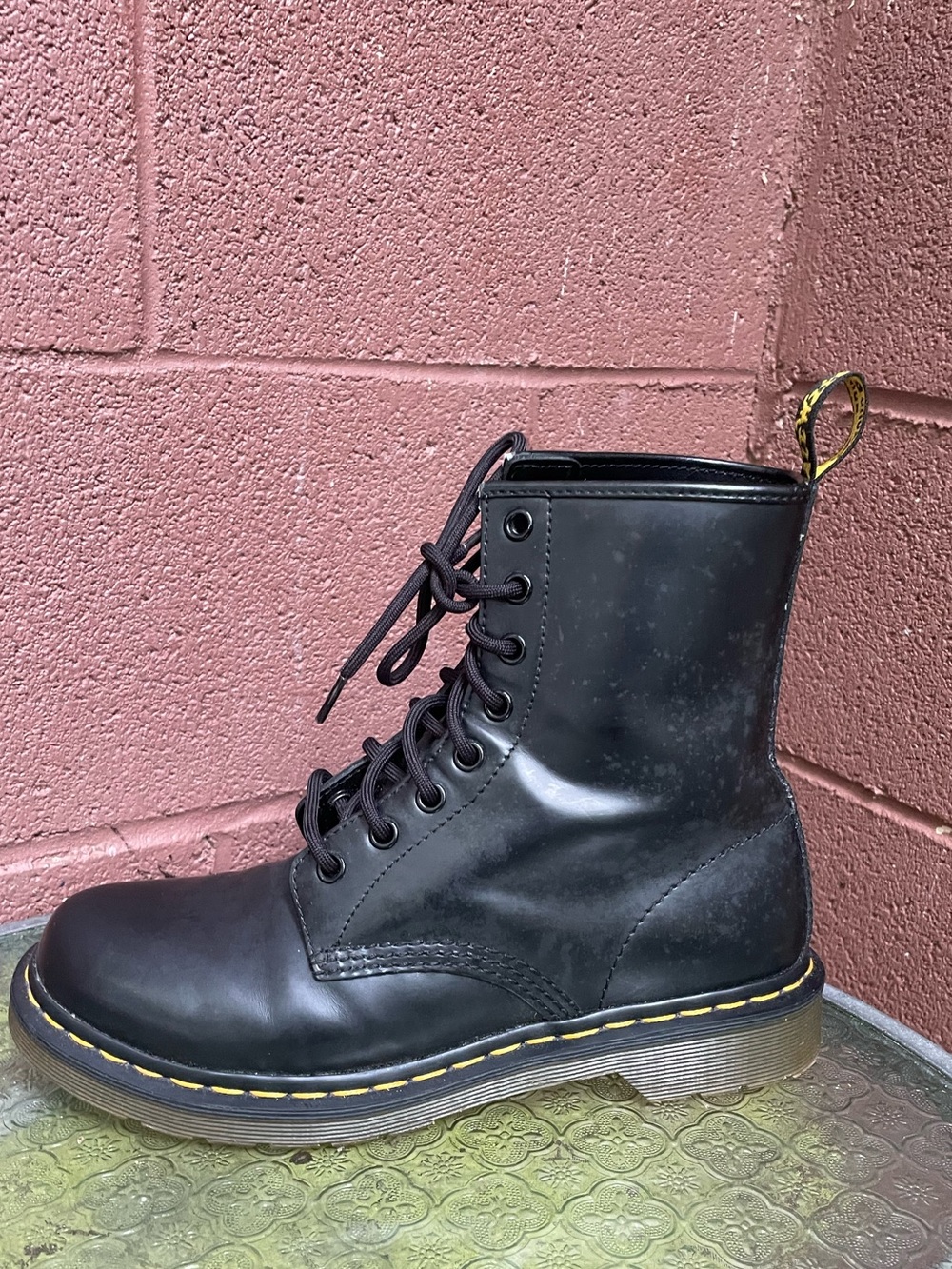 Dr Martens 1460 Black Leather Combat Boots Size 8 - Picture 2 of 13